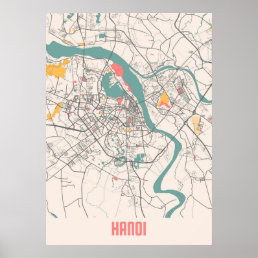 Hanoi - Vietnam Chalk City Map Poster