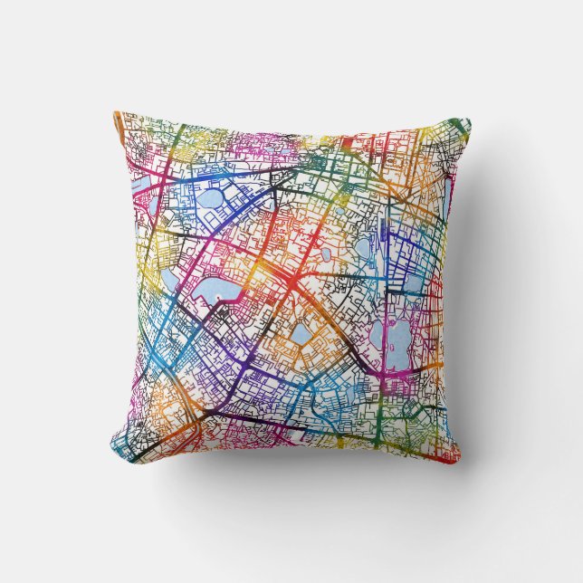 Hanoi Vietnam City Map Throw Pillow (Front)