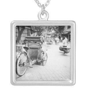 Hanoi Vietnam, Cyclo in Old Hanoi Silver Plated Necklace
