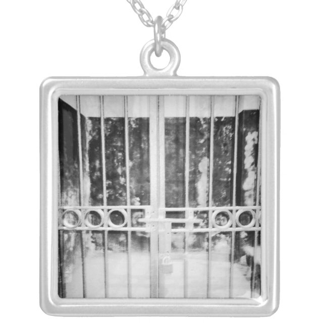 Hanoi Vietnam, Hanoi Hilton Prison Cell Detail Silver Plated Necklace (Front)