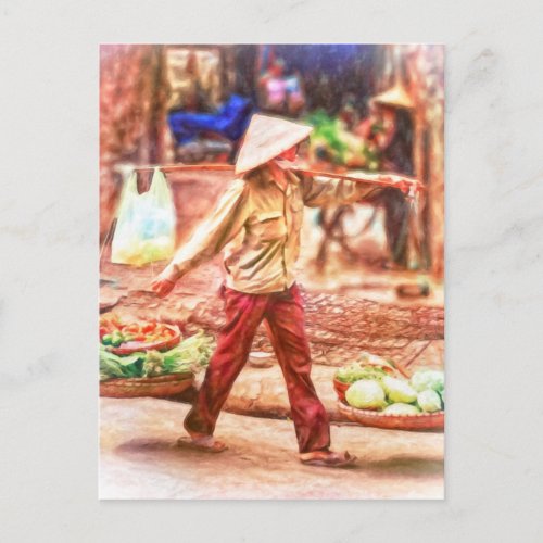 Hanoi Vietnam Market Seller by Shawna Mac Postcard