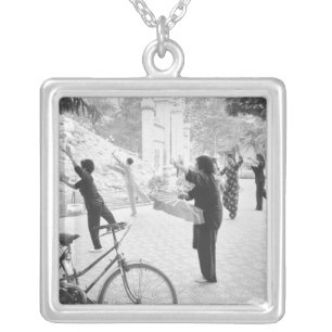 Hanoi Vietnam, Morning Excercises by Hoan Kiem Silver Plated Necklace