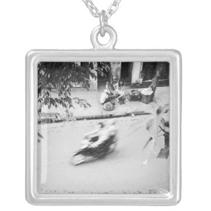 Hanoi Vietnam, Motorbike in Old Hanoi Silver Plated Necklace