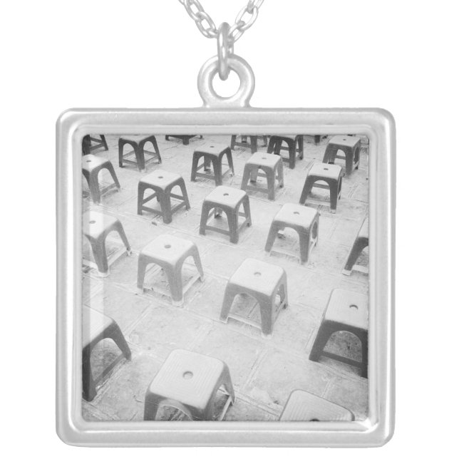 Hanoi Vietnam, Plastic Stools at the Temple of Silver Plated Necklace (Front)