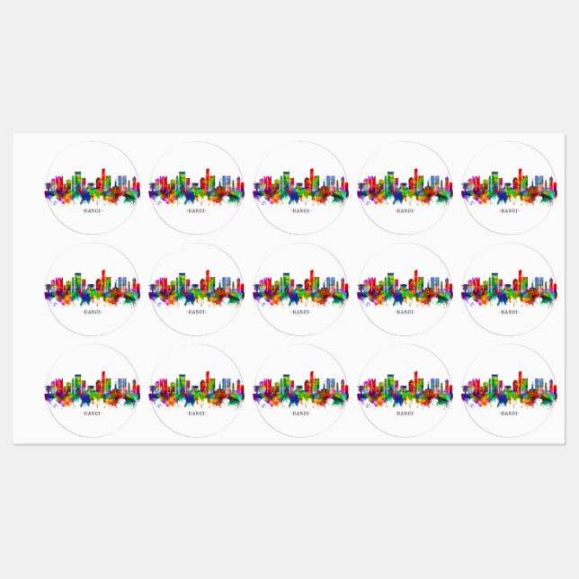 Hanoi Vietnam Skyline Labels (Sheet)
