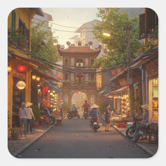 Hanoi Vietnam Travel Square Sticker (Front)