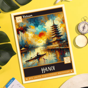 Hanoi, Vietnam Vintage Painting Postcard