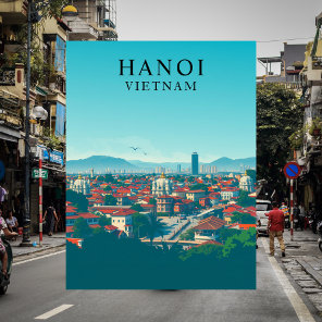 Hanoi, Vietnam Vintage Travel Art Postcard