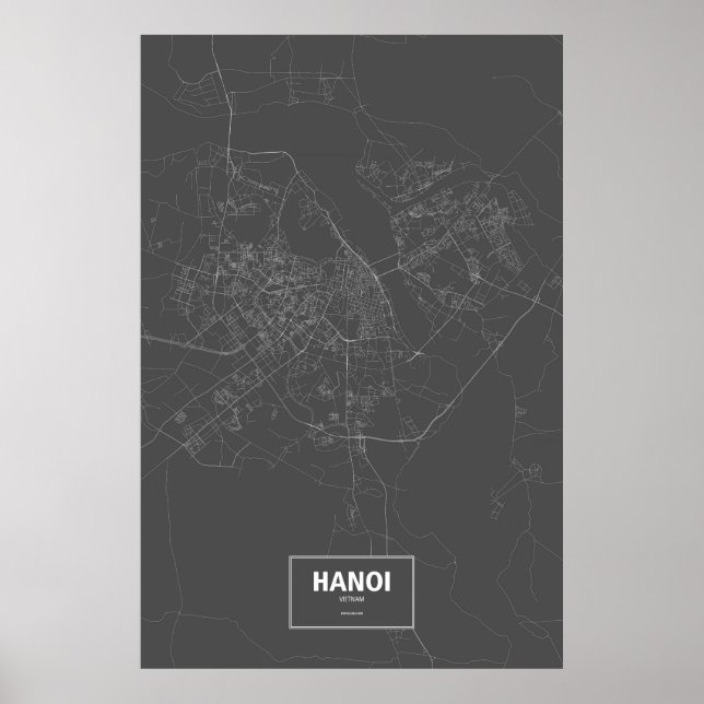 Hanoi, Vietnam (white on black) Poster (Front)