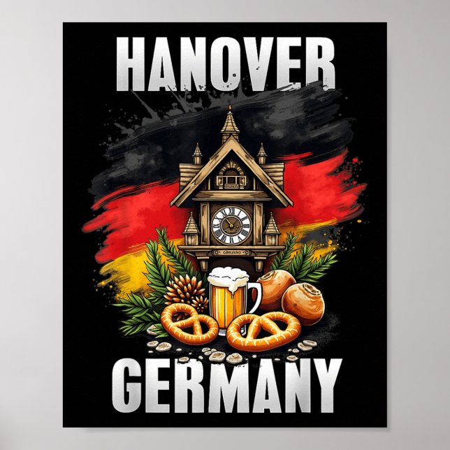 Hanover Germany Souvenir German Flag Travel  Poster (Front)