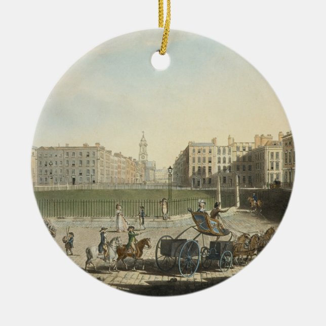 Hanover Square, engraved by Robert Pollard (1755-1 Ceramic Ornament (Front)