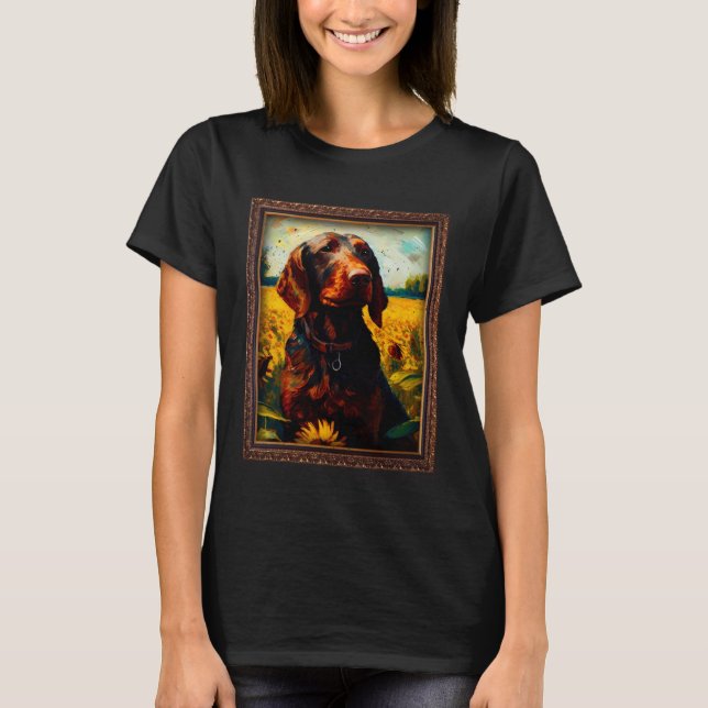 Hanoverian Scenthound Painting Sunflower Flower Mo T-Shirt (Front)
