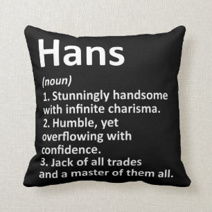 HANS Definition Personalized Name Funny Birthday Throw Pillow
