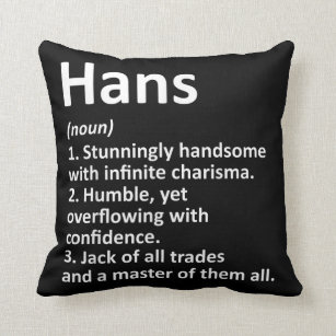 HANS Definition Personalized Name Funny Birthday  Throw Pillow