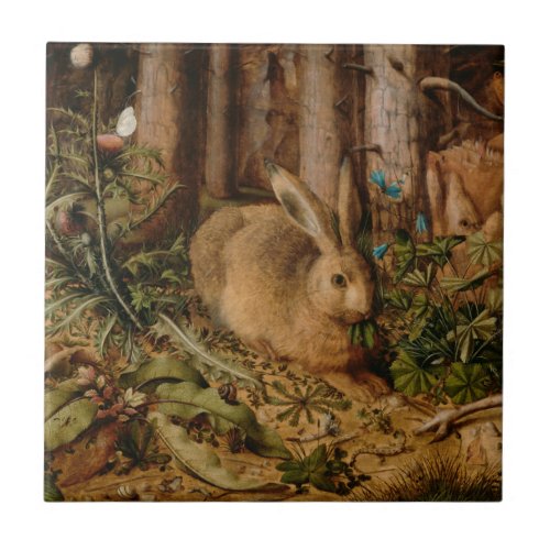 Hans Hoffmann A Hare In The Forest Ceramic Tile