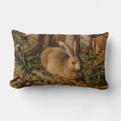 Hans Hoffmann A Hare In The Forest Lumbar Pillow