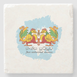 Hansa Puttuwa – Two Entwined Swans Stone Coaster