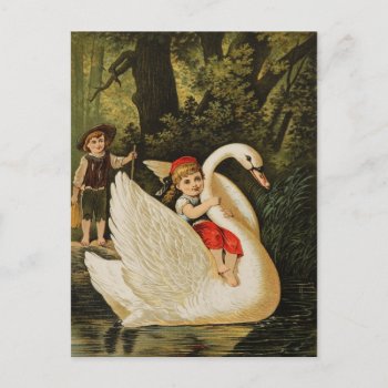 Hansel And Gretel And The Swan Postcard by dmorganajonz at Zazzle
