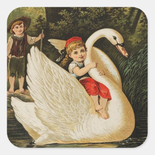 Hansel and Gretel and the Swan Square Sticker