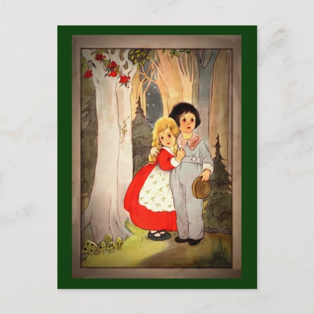 Hansel and Gretel at Forest's Edge Postcard (Front)