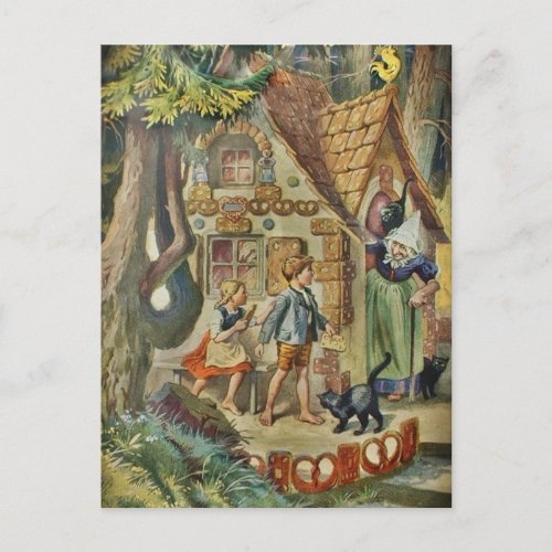 Hansel and Gretel at the Witch Cottage Postcard
