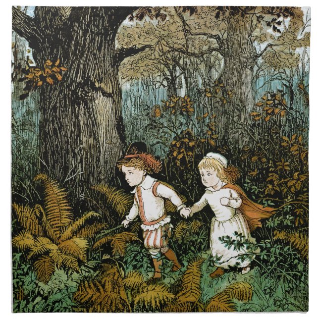 Hansel and Gretel Illustration Cloth Napkin (Front)