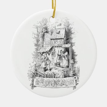 Hansel And Gretel Meet The Witch Ceramic Ornament by dmorganajonz at Zazzle