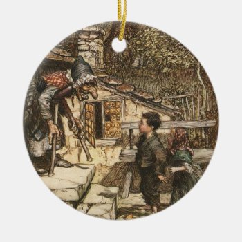 Hansel And Gretel Meet The Witch Ceramic Ornament by dmorganajonz at Zazzle