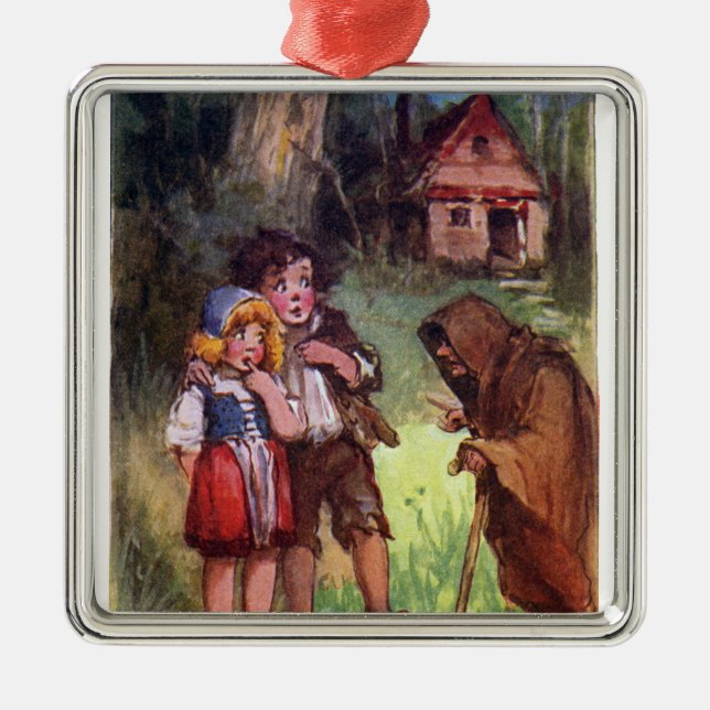 Hansel and Gretel Meet the Witch Metal Ornament (Front)