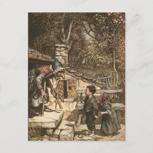 Hansel and Gretel Meet the Witch Postcard