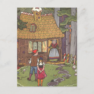 Hansel and Gretel, Vintage Fairy Tale by Hauman Postcard