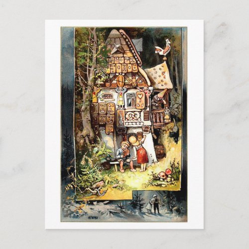 Hansel and Gretel vintage postcard