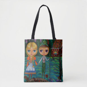 Hansel & Gretel Gingerbread House Big Eye Dolls Tote Bag