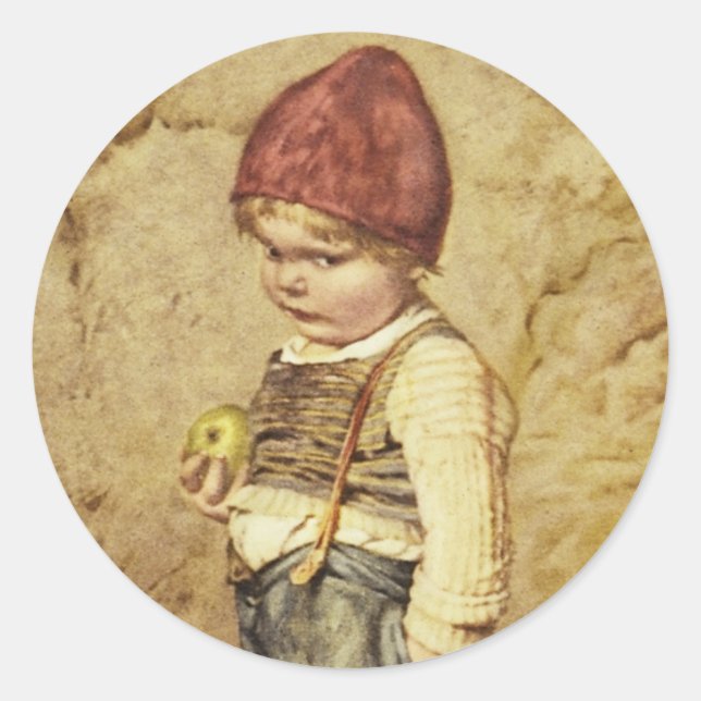 Hansel With Golden Apple Classic Round Sticker (Front)