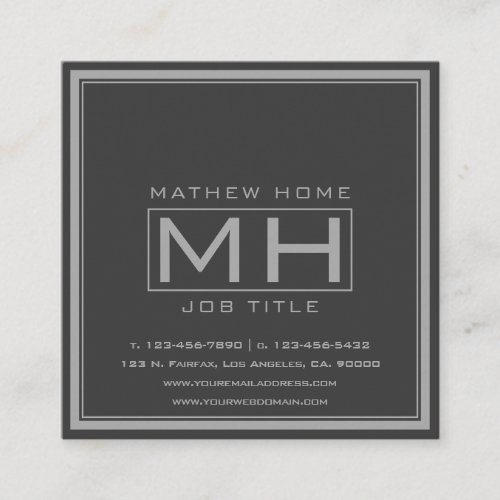 Hansom Grey  Dark Grey Professional Square Business Card