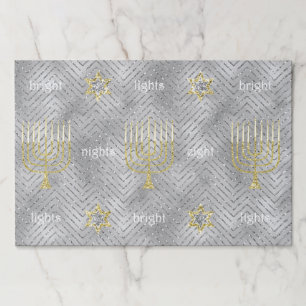 Hanukah Elegant Gold Silver Menorah Stars Paper Pad