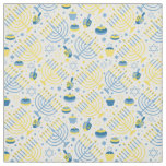 Hanukah Menorah Dreidel Jewish Theme Cotton Linen  Fabric