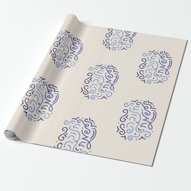 Hanukah Sameach Holiday Hebrew Wrapping Paper (Unrolled)
