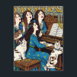 Hanukah women and cats sing around the piano postcard<br><div class="desc">Hanukah women and cats sing around the piano AI generated art</div>