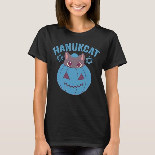Hanukcat Kawaii Pumpkin Cat Jewish Holiday Gift T_Shirt