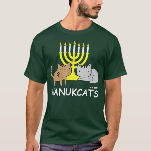 Hanukcats Funny Hanukkah Gift Cute Kawaii Cat  T_Shirt