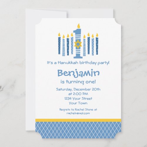 Hanukkah 1st Birthday Invitation