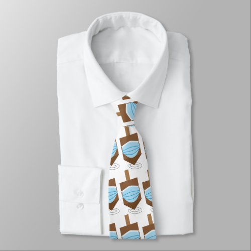 Hanukkah 2020 _ Spinning top with face mask Neck Tie