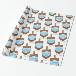 Hanukkah 2020 - Spinning top with face mask Wrapping Paper