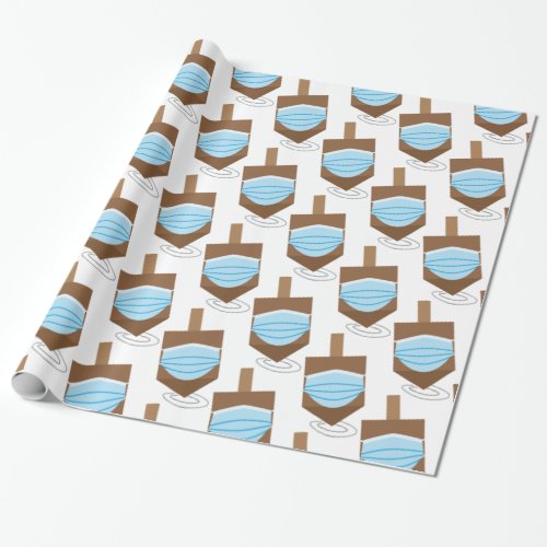 Hanukkah 2020 _ Spinning top with face mask Wrapping Paper