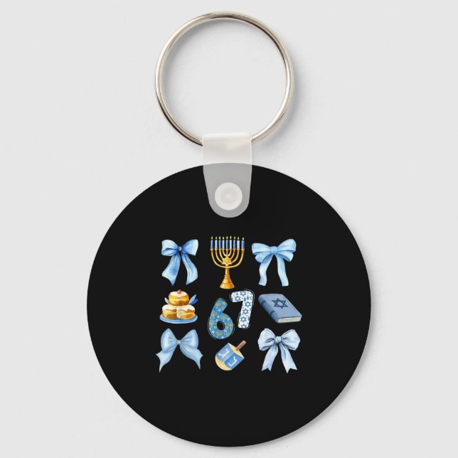 Hanukkah 67 Six Seven Girl Kids 67 Meme Coquette B Keychain (Front)