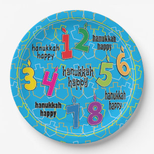 Hanukkah 8 Crazy Nights Blue Paper Plates