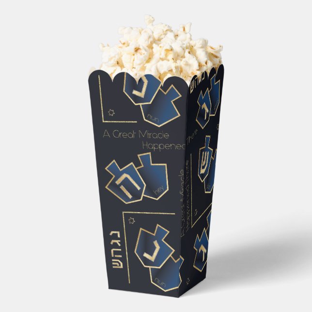 Hanukkah A Great Miracle Dark Blue Favor Boxes (Popped)