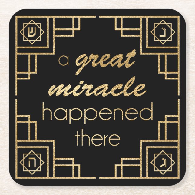 Hanukkah A Great Miracle Happened There Square Paper Coaster (Front)