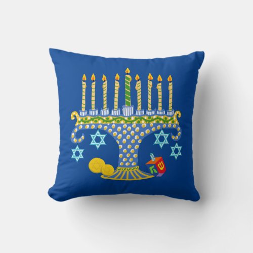 Hanukkah and Cats Throw Pillow